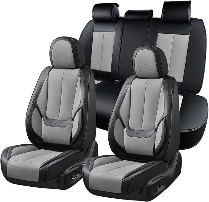 Coverado Car Seat Covers Full Set, Car Seat Protector Waterproof, Nappa Leather by COVERADOAUTO