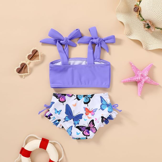 Toddler Swimsuit Girl Color Block Stripe Swimwear Baby Girl Summer Beach - Image 3