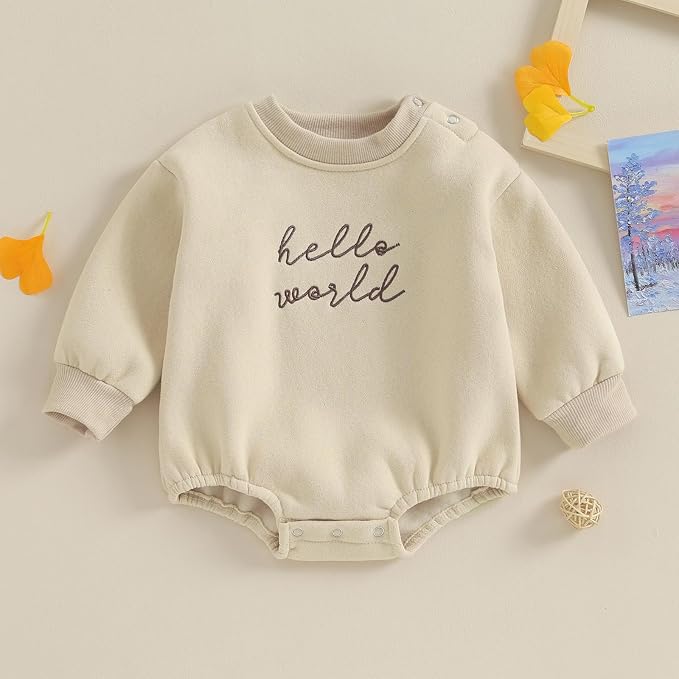 VISGOGO Newborn Infant Baby Boy Girls Oversized Romper Little Dude Sweater - Image 2