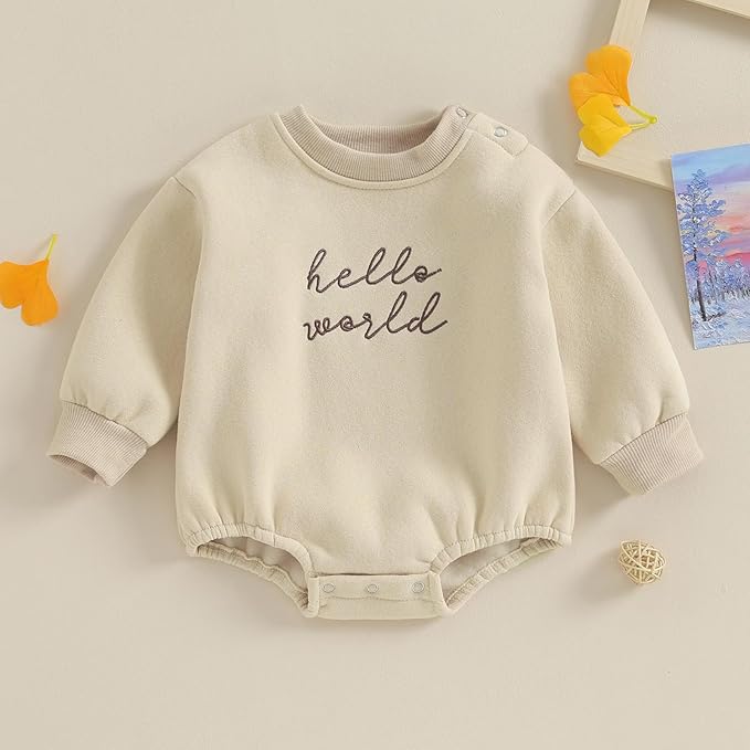 VISGOGO Newborn Infant Baby Boy Girls Oversized Romper Little Dude Sweater - Image 2
