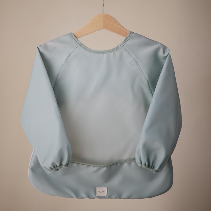 mushie Long Sleeve Baby Bib | Water Resistant Adjustable Fit - Image 2