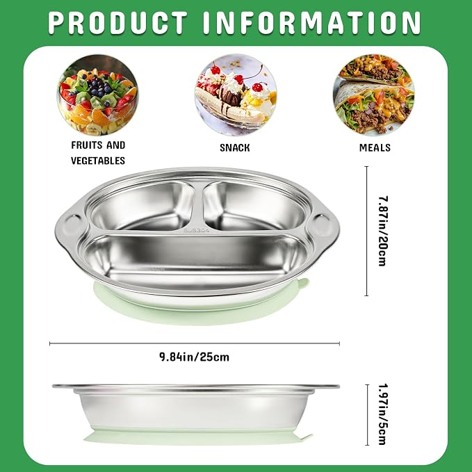 Stainless Steel Baby Suction Plates: Divided Plates - Image 4