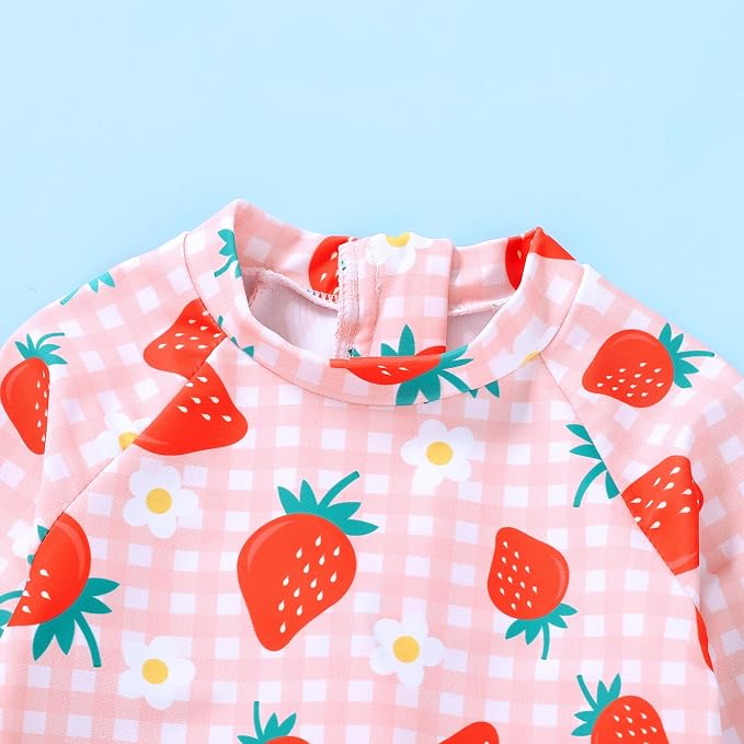 Infant Baby Girl Swimsuit One-Piece Long Sleeve Rash Guard - Image 5