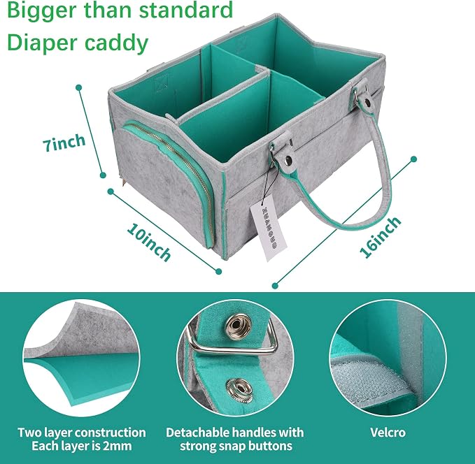 Baby Diaper Caddy Organizer for Boy or Girl Large Nursery Storage Bin Basket - Image 3