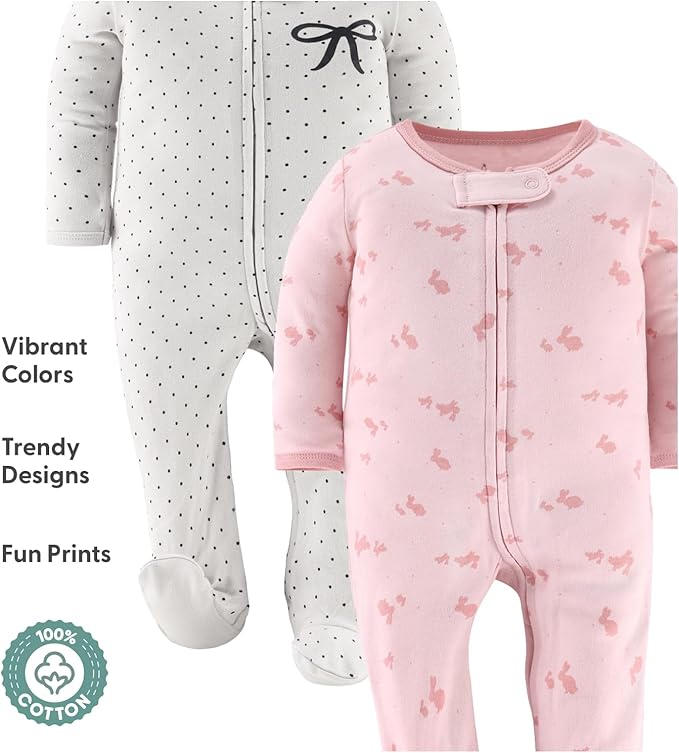 The Peanutshell Baby Sleepers for Girls Set of 3 - Image 3