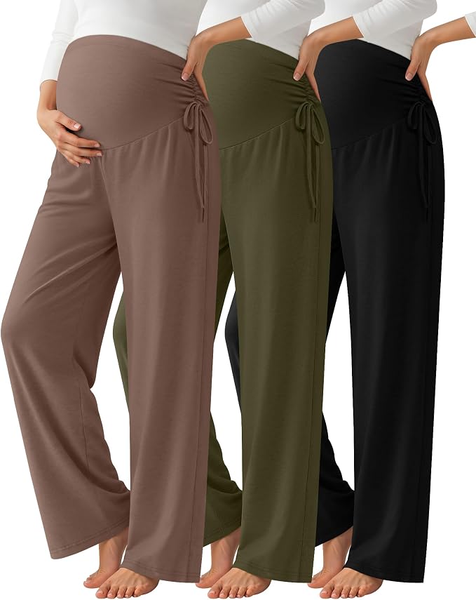 Neer 3 Pack Women's Maternity Pants Over The Belly Loose Pregnancy Pants by Neer