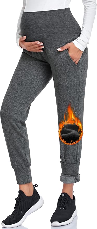 AMPOSH Women's Maternity Pants Stretchy Lounge Workout Pants Casual Loose Comfy - Image 2