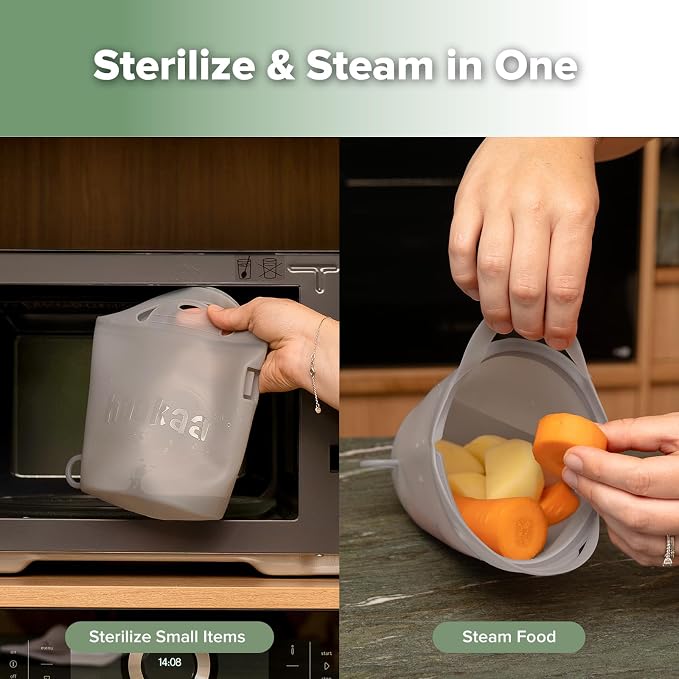 Haakaa Silicone Travel Microwave Steamer & Steriliser Bag, 30oz/900ml Reusable - Image 4