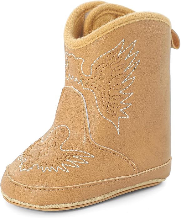 MK MATT KEELY Leather Western Boots Cowboy Bootie Soft Sole Non-Slip Crib Shoes by MKMATTKEELY