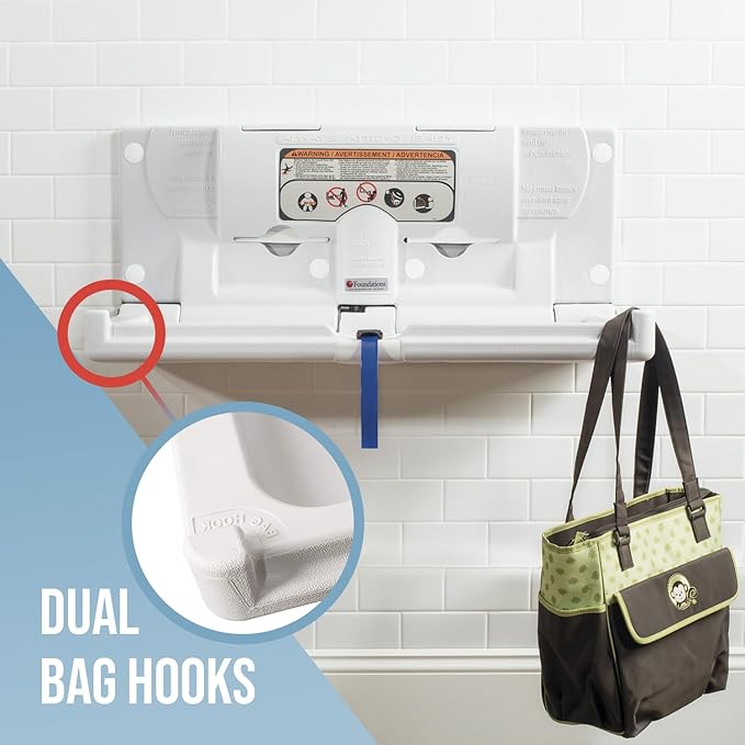Foundations Classic Horizontal Wall-Mounted Baby Changing Station - Image 2