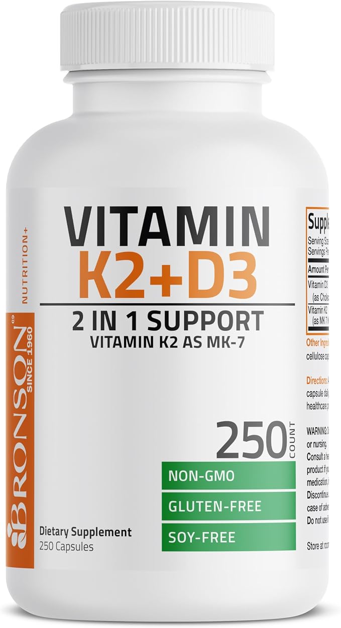 Bronson Vitamin K2 with D3 Supplement Non-GMO Formula 5000 IU Vitamin D3 & 90 - Image 5