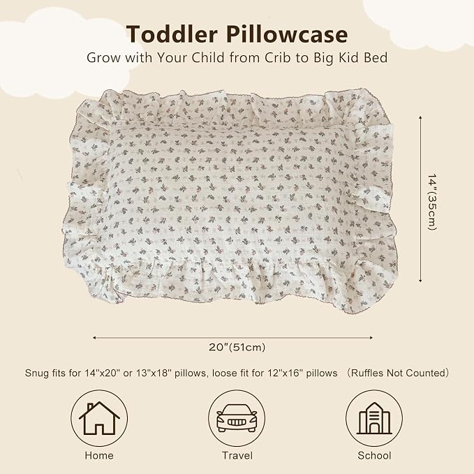 BuLuTu Chic Bellflower Pink Toddler Pillowcase - Image 2