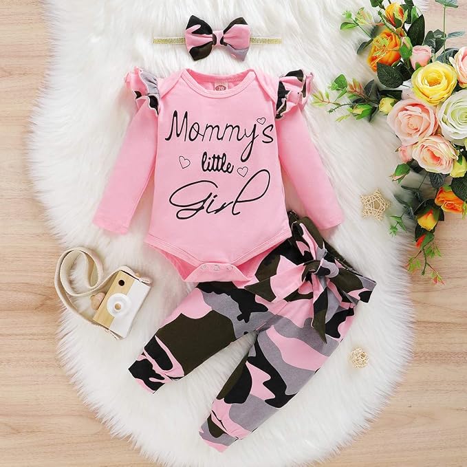 Newborn Baby Girl Clothes, Infant Girl Outfits Long Sleeve Ruffle Romper + - Image 2