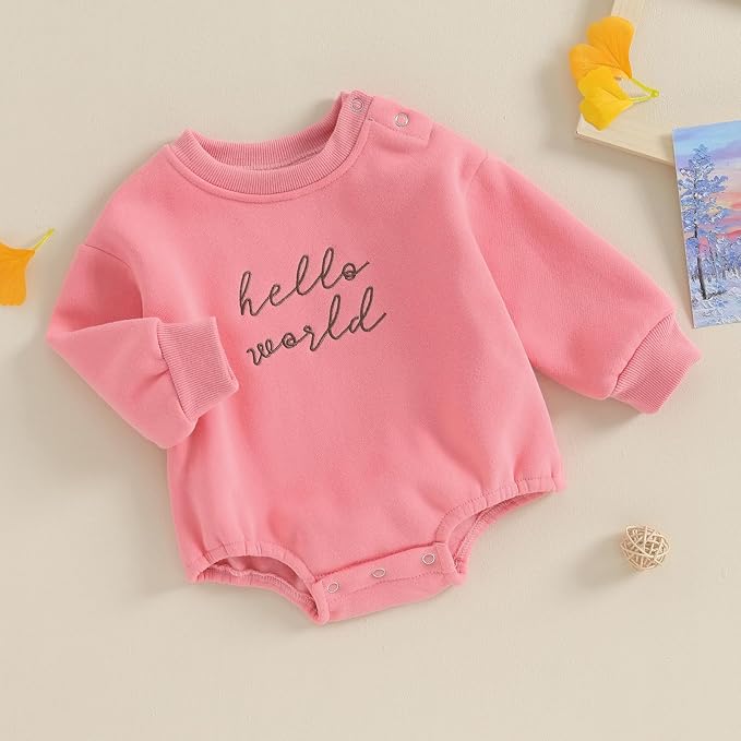VISGOGO Newborn Infant Baby Boy Girls Oversized Romper Little Dude Sweater - Image 3