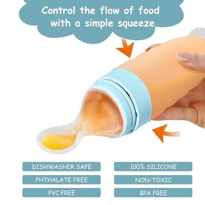 WAJIAYON Baby Food Feeder 4 Pack Silicone Baby Food Dispensing Spoon-3 oz - Image 3