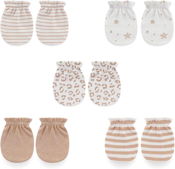 5 Pairs Baby Not Scratch Mittens 0-6 Months New Born Boy Girl Gloves Cute by falianni