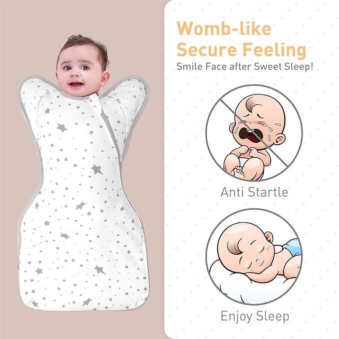 Premium Soft Cotton Swaddle Blanket Sleep Sack Arms Up 2 Packs 6-12 Months - Image 2
