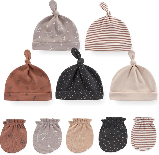 Baby Hat and Mittens Set Newborn Baby Hats Caps by MAMIMAKA