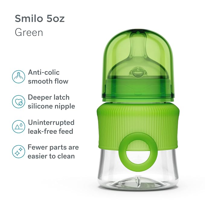 Smilo Baby Bottle Set with Stage 0 Slow Flow Anti Colic Nipple, 5 Oz / 150 ml - Image 2