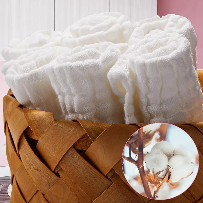 Breling 20 Pcs Baby Muslin Washcloth 12 x 12 Inch 100% Cotton Soft and - Image 5