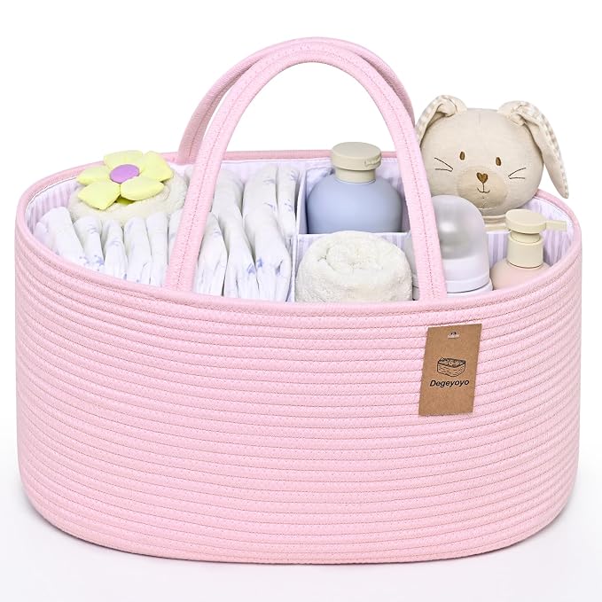 Baby Diaper Caddy Organizer, Cotton Rope Diaper Basket, Baby Basket by Degeyoyo