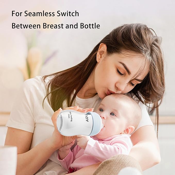 Natural Glass Baby Bottle Wide Neck, Anti-Colic Baby Bottle, Includes 4Pcs - Image 2