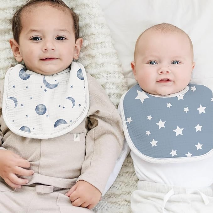 Konssy Muslin Baby Bibs 8 Pack Baby Bandana Drool Bibs Cotton - Image 5