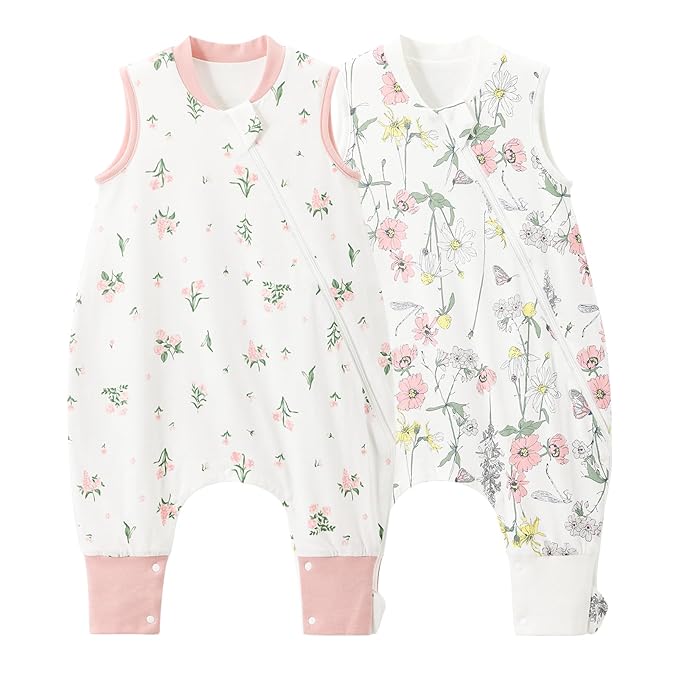 Duomiaomiao 2 Pack 0.5 TOG Toddler Sleep Sack 12-24 Months 100% Cotton by DuoMiaoMiao