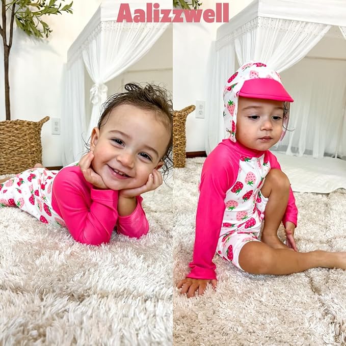 Aalizzwell Baby Girls Long Sleeve One Piece Bathing Suit - Image 3