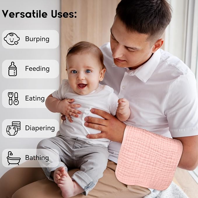 Muslin Burp Cloths for Baby 100% Cotton Burping Cloths for Boys Girls Large - Image 5