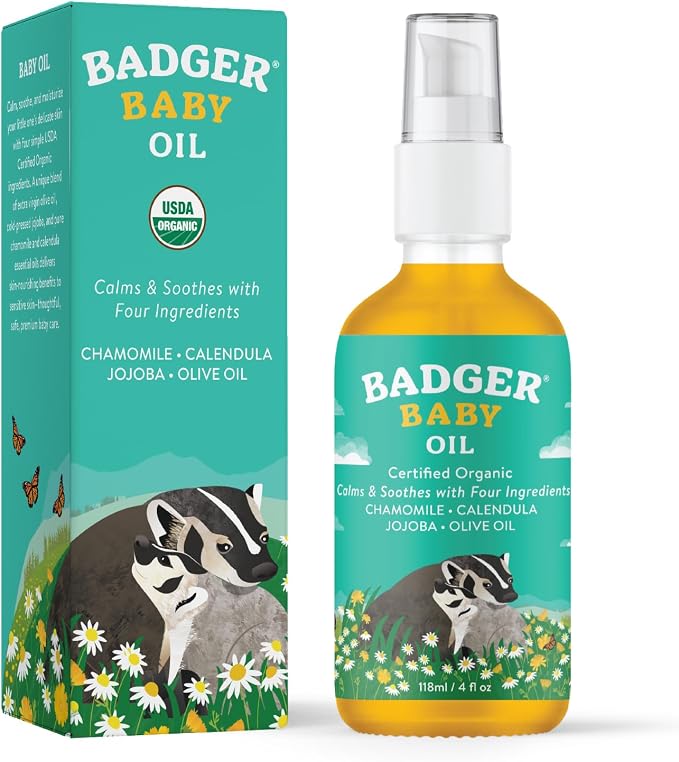 Badger Baby Oil, 100% Organic Ingredients to Soften & Moisturize Dry Skin or - Image 4