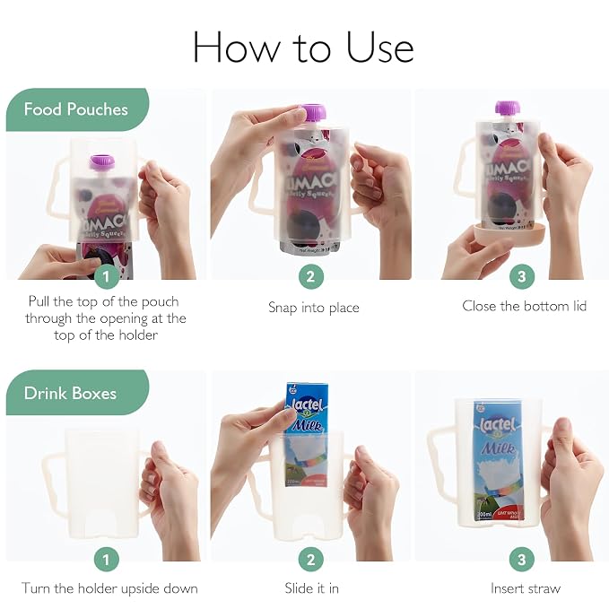 Momcozy Baby Pouch Holder No Squeeze, Baby Food & Juice Box Holder, Easy Grip - Image 7