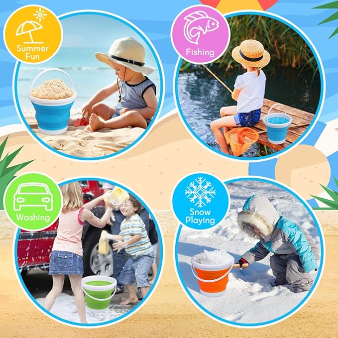 Silicone Beach Foldable Buckets Toys Halloween Bucket, 3L Jumbo Sand Pails - Image 6