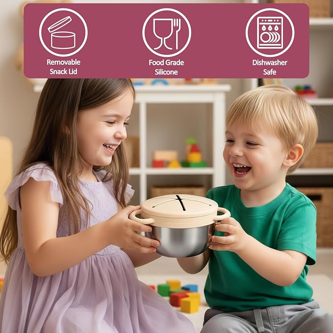 2 Pack Stainless Steel Toddler Snack Cups, Snack Containers - Image 4