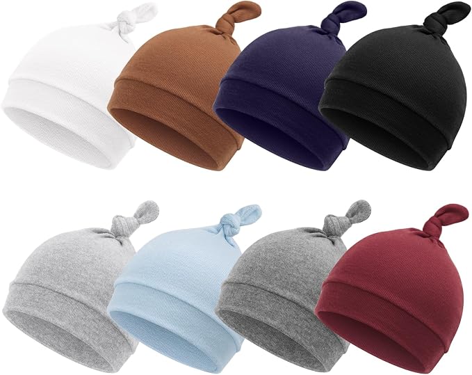 DRESHOW BQUBO 8 Pack Unisex Baby Beanie Hat Infant Toddler Kid Hats Baby Soft by DRESHOW