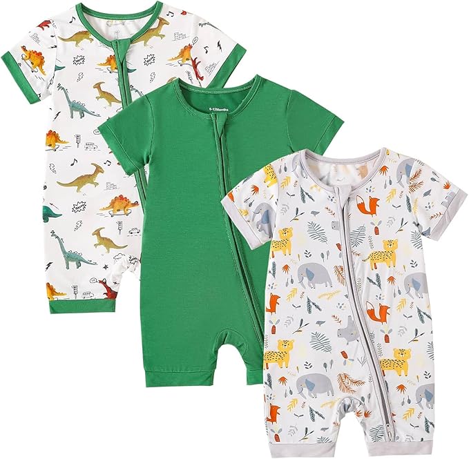 OPAWO Bamboo Baby Pajamas 3 Pack, Double Zipper Bamboo Sleepers by OPAWO