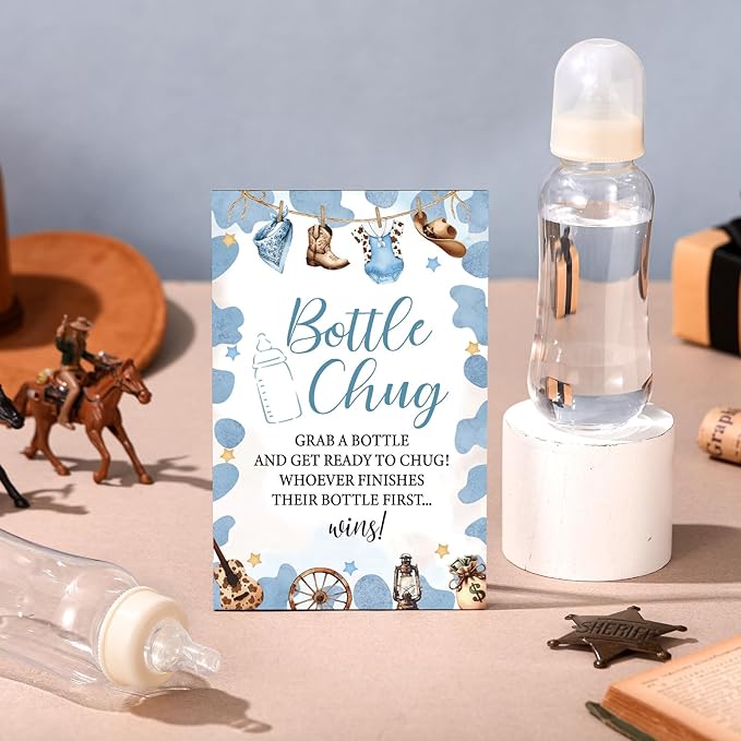 TrelaCo Cool Baby Shower Games Bottle Chug Sign and 12 Pcs Baby Bottle Shower - Image 3