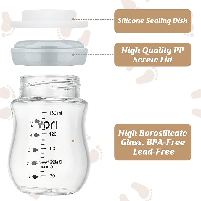 Glass Breastmilk Storage Bottles, 8oz Wide Neck Breast Milk Containers - Image 7