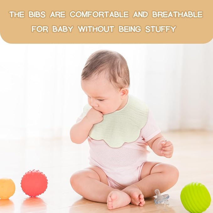 Baby Bibs Muslin Bibs 8 Pack for Drooling and Teething for Unisex Girls Boys - Image 6