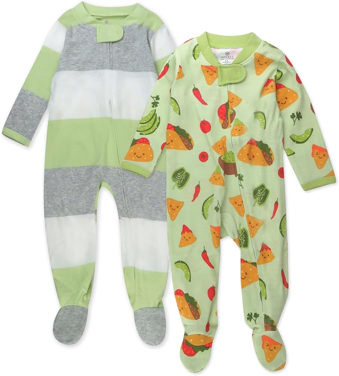 HonestBaby Baby Sleep N' Play One-Piece Zip-Front Footed Organic Cotton Pajama by HonestBaby