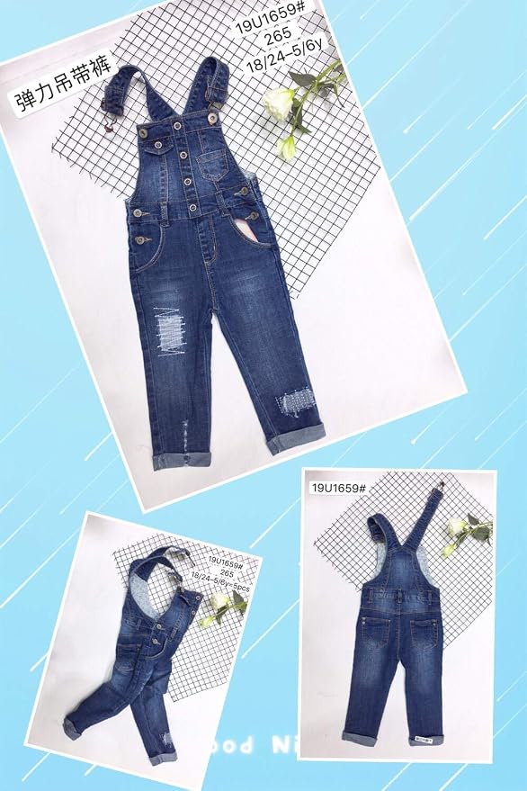 KIDSCOOL SPACE Baby Toddler 2 Buttons Adjustable Straps Fashion Jean Overall - Image 4
