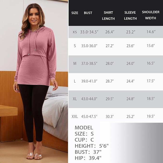 GINKANA Women's Nursing Hoodie Sweatshirt Long Sleeves Breastfeeding Maternity - Image 7