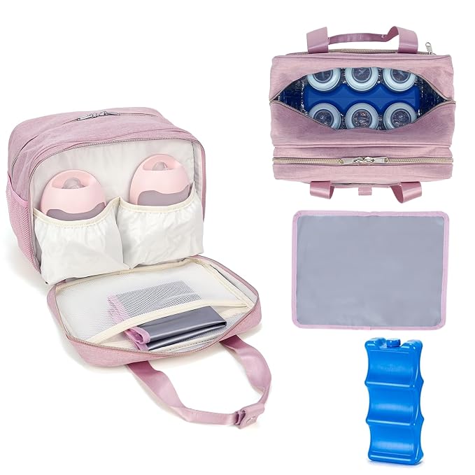 Breastmilk Cooler Bag with Ice Pack, Fits 6 Baby Bottles Up to 9 Ounce Breast by GEMIU