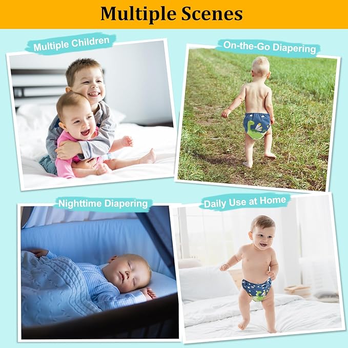 babygoal Reusable Cloth Diapers 6 Pack+6pcs Microfiber Inserts+4pcs Rayon from - Image 4