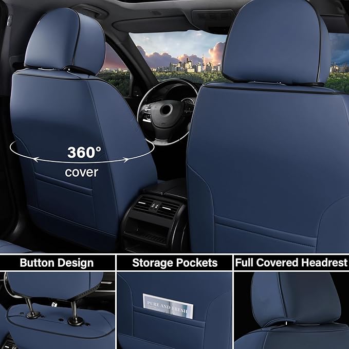 Coverado Car Seat Covers Front Seats Only, Leather Car Seat Protectors - Image 2