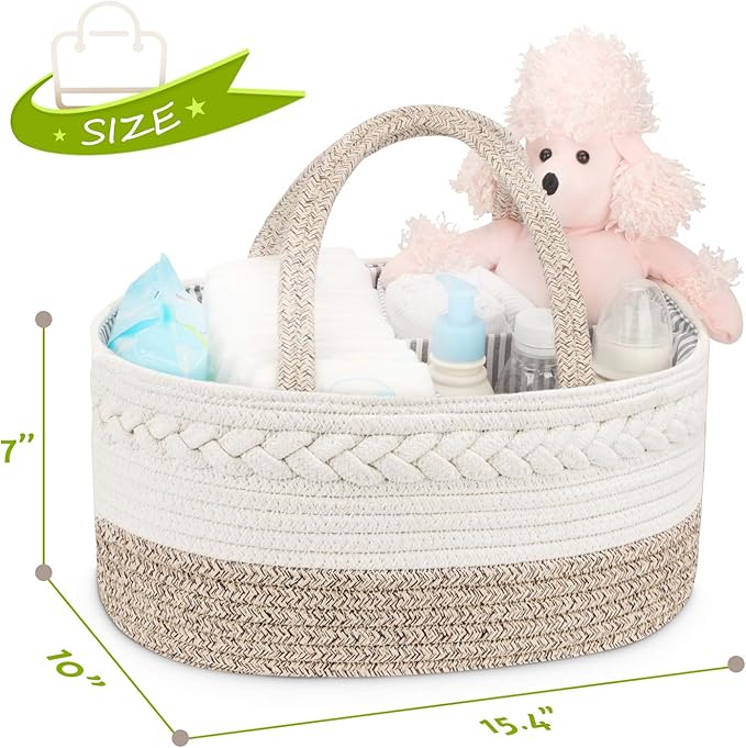 Maliton Baby Diaper Caddy Organizer, X-Large Cotton Rope, Rustic Style - Image 4