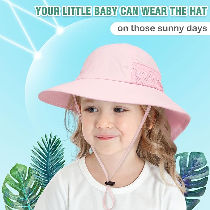 XIAOHAWANG Girls Sun Hat Baby Beach Hats Boys UPF 50+ Kids Summer Protection - Image 2