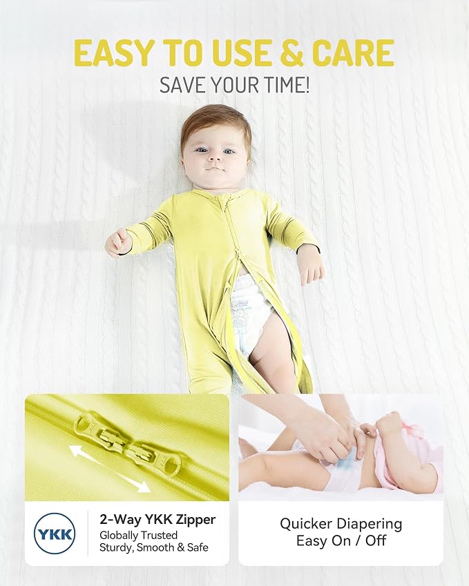 HAPIU Rayon from Bamboo Baby Footed Pajamas, 2 Way Zipper YKK, Footie - Image 4