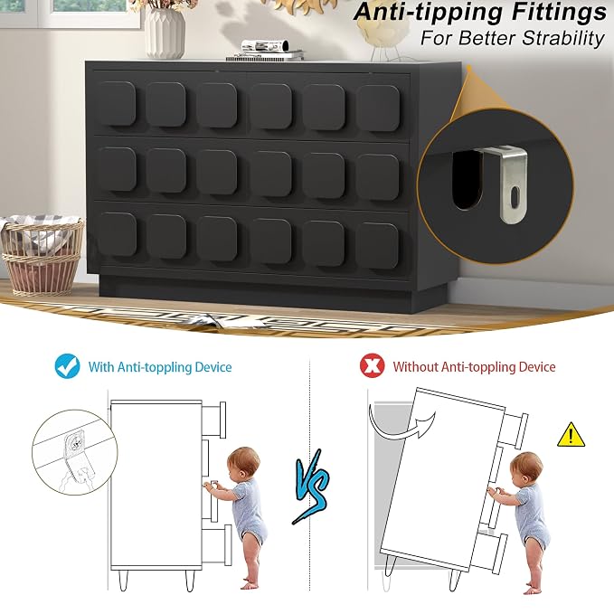Anbuy Black Baby Dresser for Bedroom, Dresser for Baby - Image 7