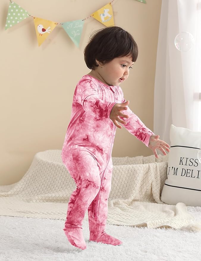 Jimonda Baby Girls Boys Footed Pajamas, Rayon From Bamboo, 2 Way Zipper Long - Image 6